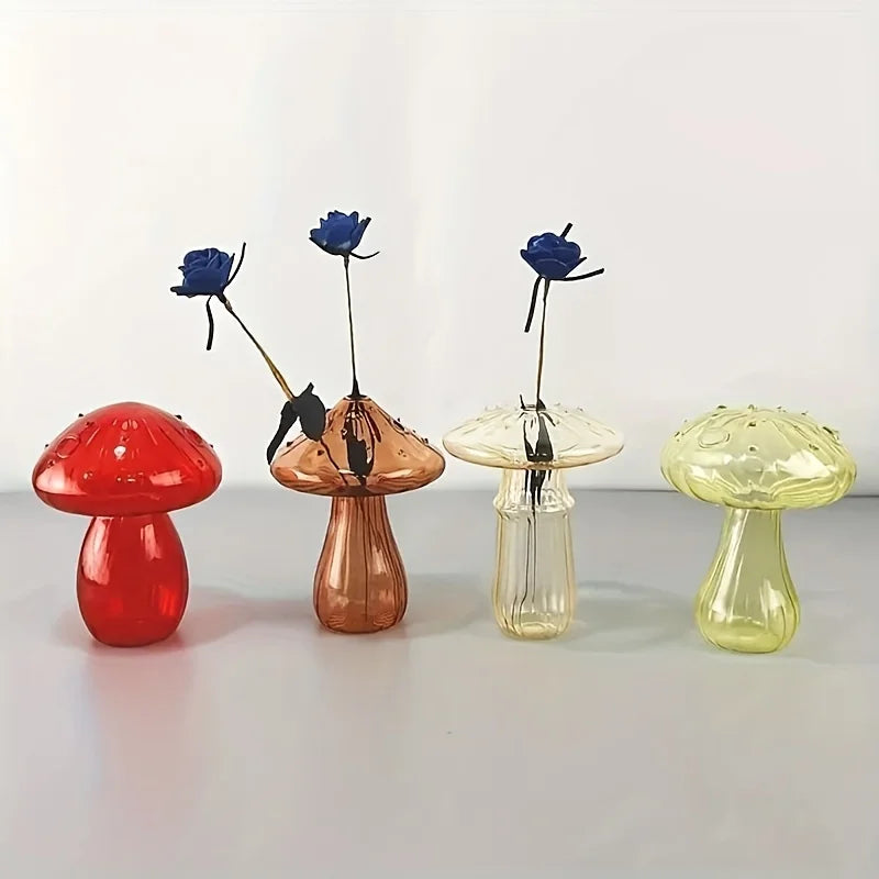 4x Bundle Stained Glass Mushroom Ornaments