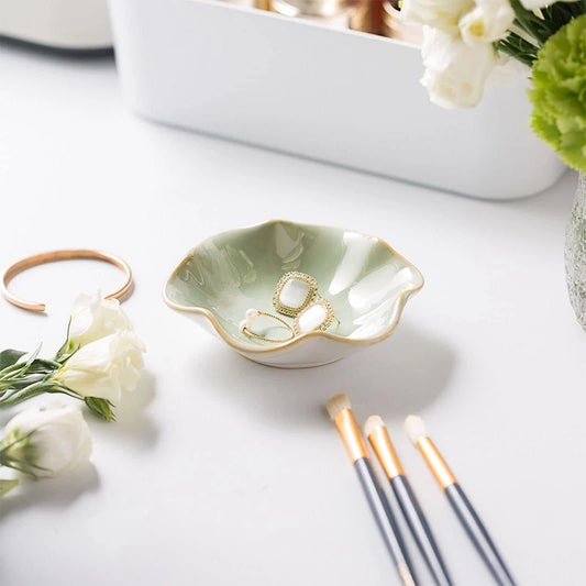 Pastel Green Lotus Flower Trinket Tray