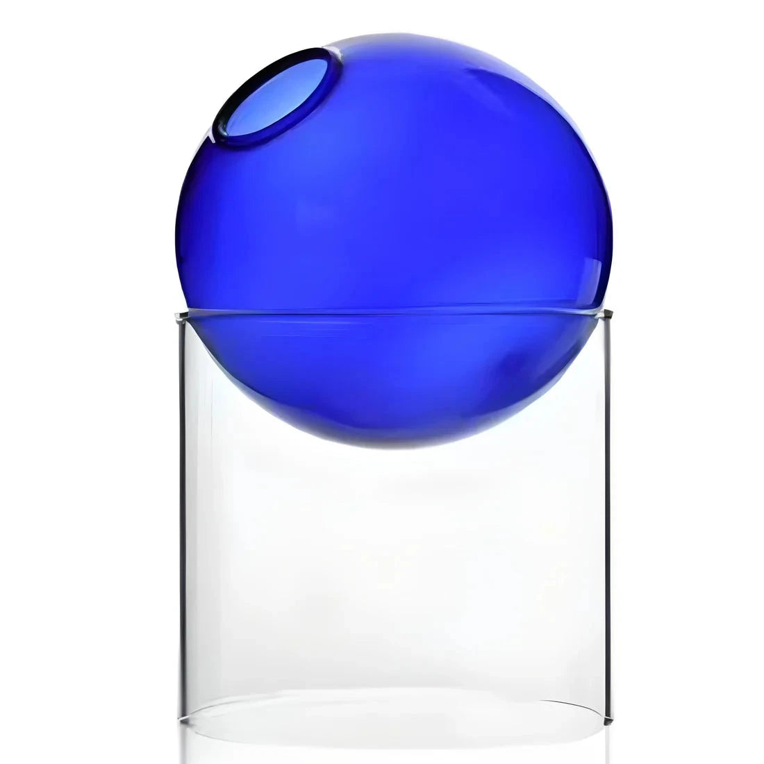 Blue spherical glass vase