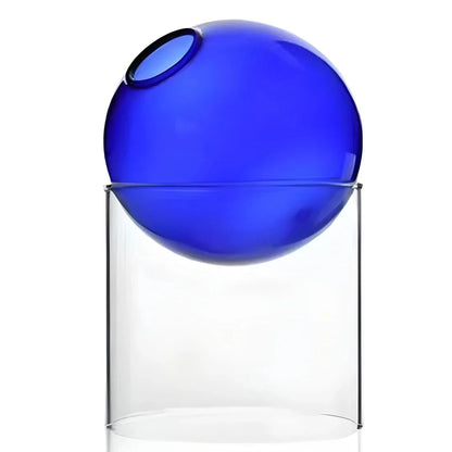 Blue spherical glass vase