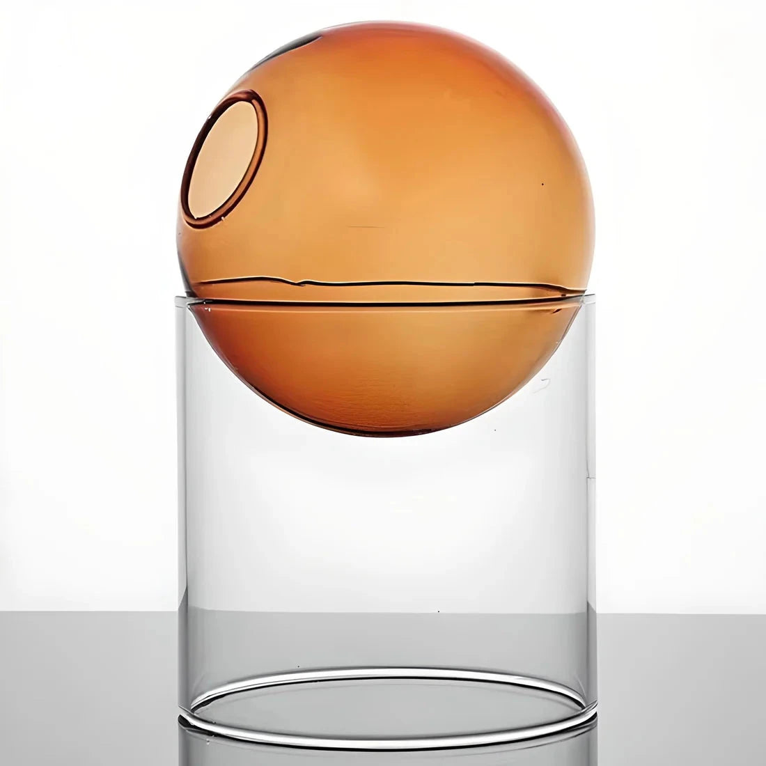 Orange spherical glass vase