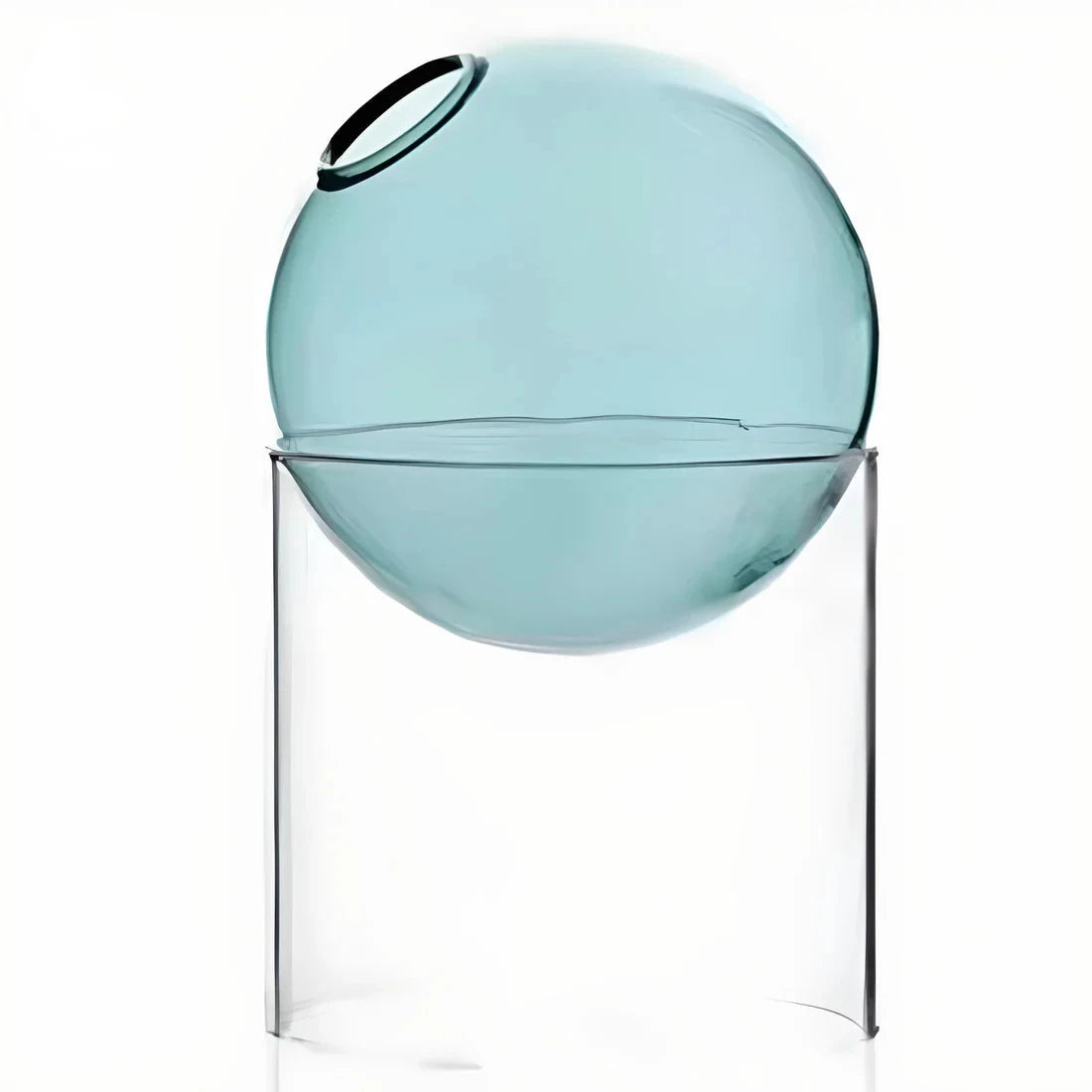 Blue spherical glass vase