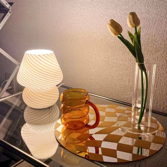 Funky Striped Glass Mushroom Lamp